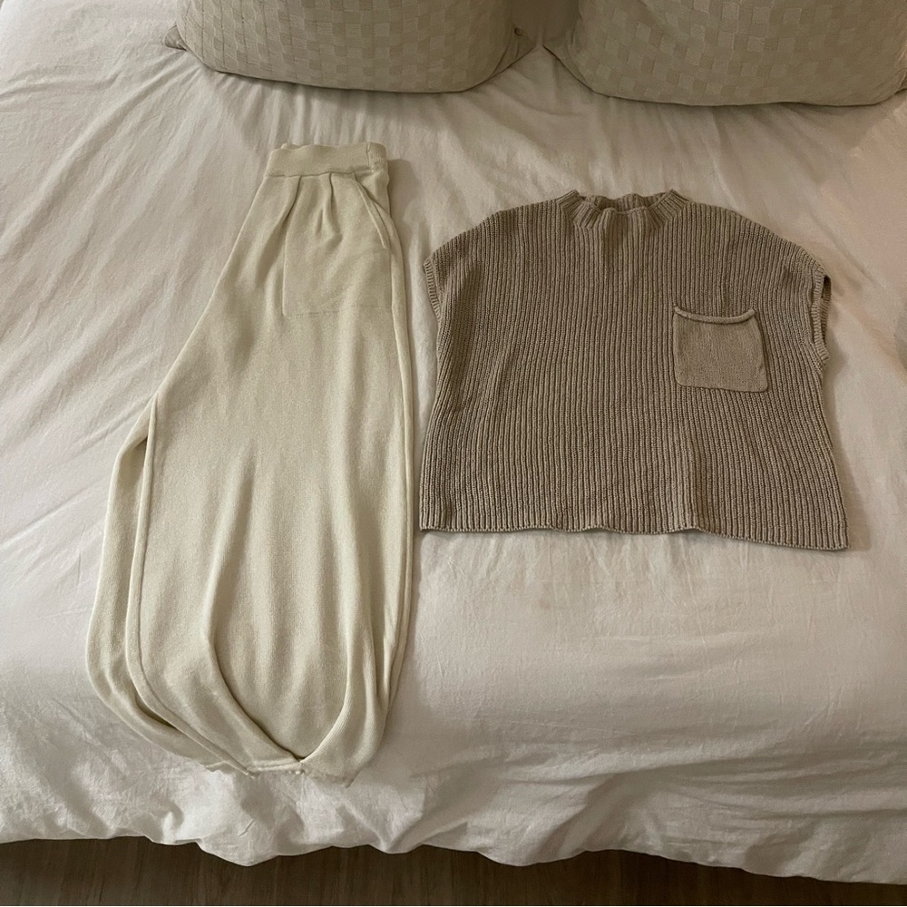 Free people fraya sweater set in cream (size medium)